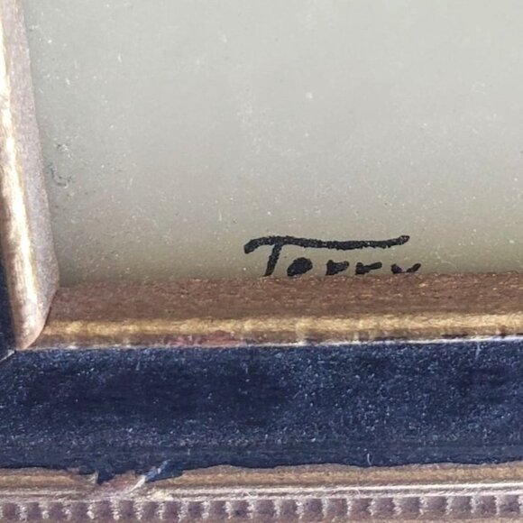 Vintage Silhouette Framed "Colonial Courtship" Reverse Painted Glass Art Decor - Picture 6 of 7